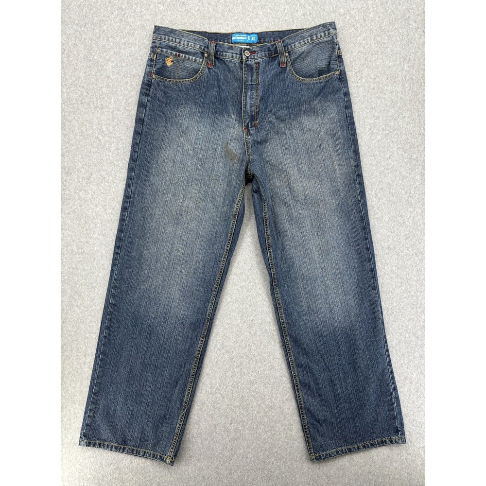 Rocawear Mens Jeans Size 40 Baggy Wide Leg Blue Denim Y2K Hip Hop